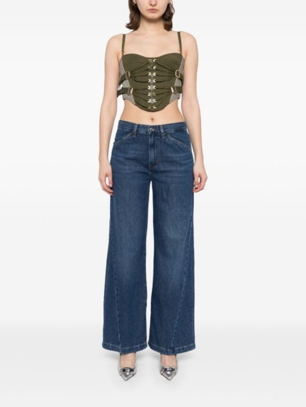 FRAME Le Baggy Palazzo Wide Leg Jeans Blue High Rise Size 31